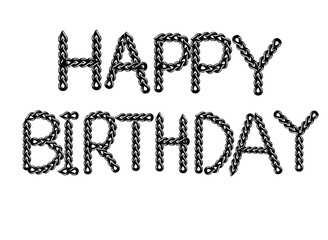 Celebrating with Knitted Happy Birthday Wishes text on a Black on transparent background