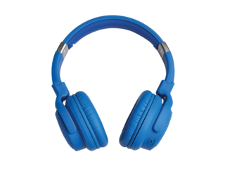 Blue over-ear headphone isolated on transparent background png