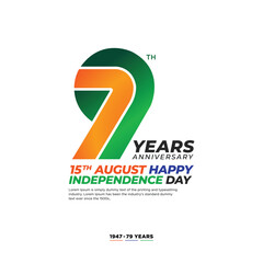 79th years 15 August happy independence day India Vector Design Illustration. With white background.