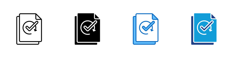 Verified File Multi Style Vector Icon Design - file with a checkmark, symbolizing approval, confirmation, or validated digital documents