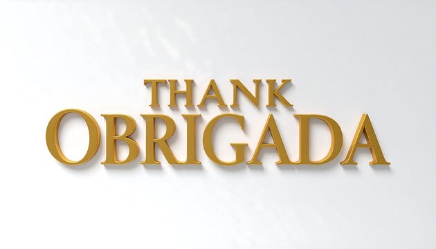 Gold thank you obrigada text
