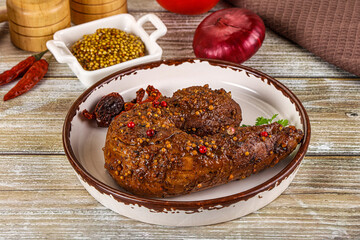 Baked pork tenderloin with mustard