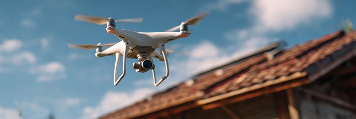 Insurance Drone. Aerial Roof Inspection with Drone Technology for Home Inspection Services