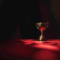 Small gold trophy on red cloth