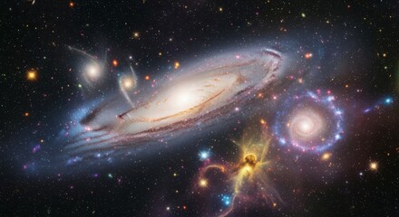 A breathtaking view of a distant galaxy with swirling stars and nebulae