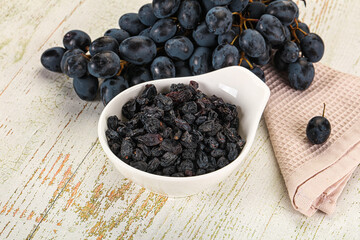 Dry ripe sweet blue raisin