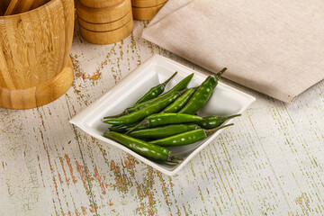 Hot spicy green chili pepper