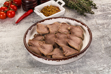 Sliced boiled pork tongue snack