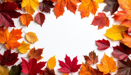 A vibrant autumn leaves frame with colorful fall foliage creates a beautiful seasonal border for your design