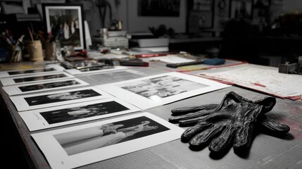 A wedding photographer’s studio table