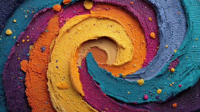 Colorful swirling paint texture, thick strokes