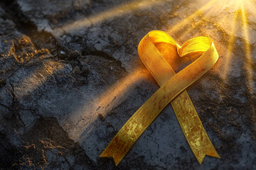 Yellow ribbon, symbol of the world suicide prevention day, or child cancer. September 10th.