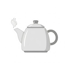Fototapeta premium A simple grayscale illustration of a steaming teapot, ready to pour.