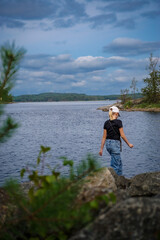 little girl on the lake