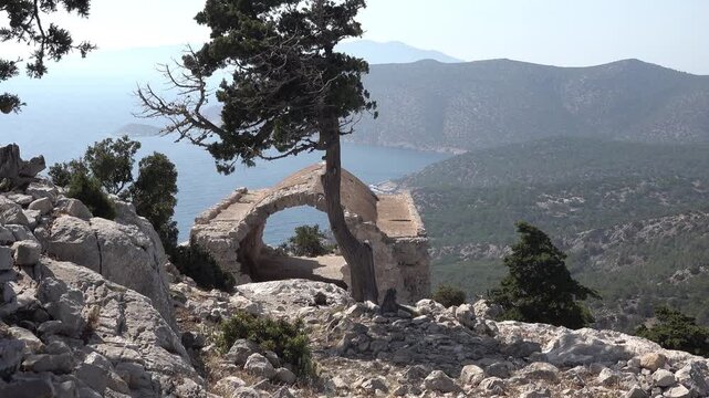 View Over the Sea and Ruins of Monolithos Castle