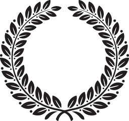 Obraz premium Elegant Black Laurel Wreath Symbol of Victory and Achievement Isolated on White Background Represents Success and Recognition