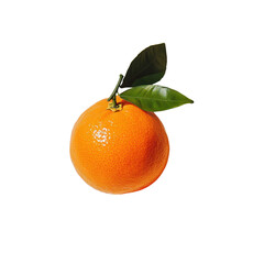 one tangerine on isolated on transparent background.