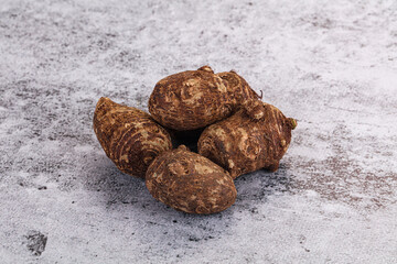 Brown topinambur roots for cooking