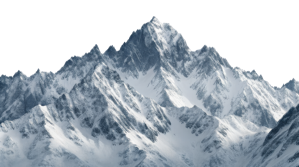 Majestic Snow-Covered Mountain Range on Transparent Background