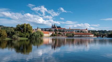 capture breathtaking landscapes of prague devoid of people displaying city historical architecture and charm