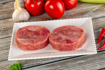 Raw round tuna fish fillet