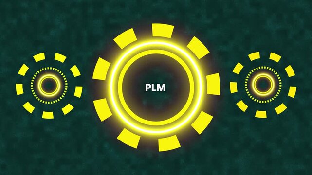 Glowing neon line circle animation. PLM Product lifecycle management system technology concept. Technology, Internet and network concept.