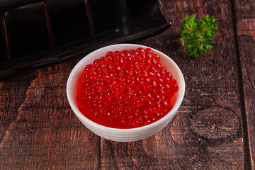 Salmon red caviar in the bowl