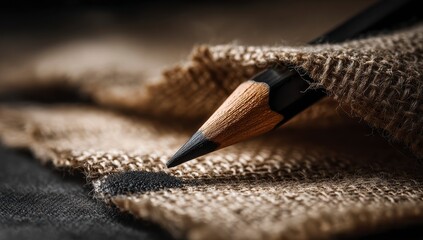 Close-up pencil on burlap