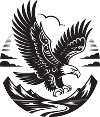 Obraz premium Majestic Eagle in Flight A Bold and Striking Vector Illustration of American Power and Freedom Symbolism A Timeless Emblem