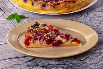 Crusty pie with fresh cherry