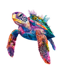 A colorful sea turtle