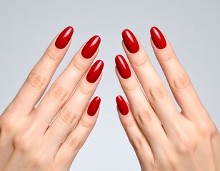 Red nails, perfect oval shape