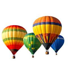  Realistic colorful hot air balloons soaring in clear blue sky isolated on white background