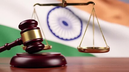 Justice scales and gavel on table - Powered by Adobe