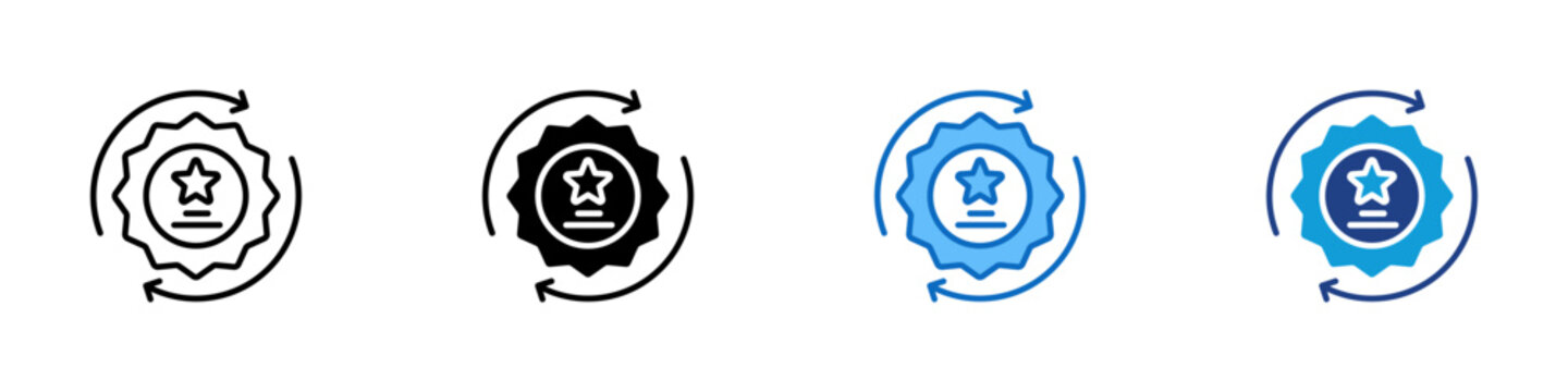 Brand Loyalty Multi Style Icon Design Vector - Circular badge with arrows showing repeat engagement or customer loyalty to a brand or service