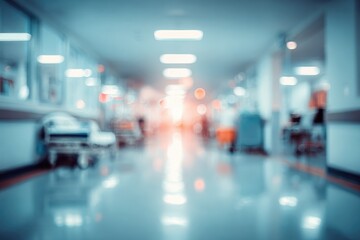 Blurred hospital hallway