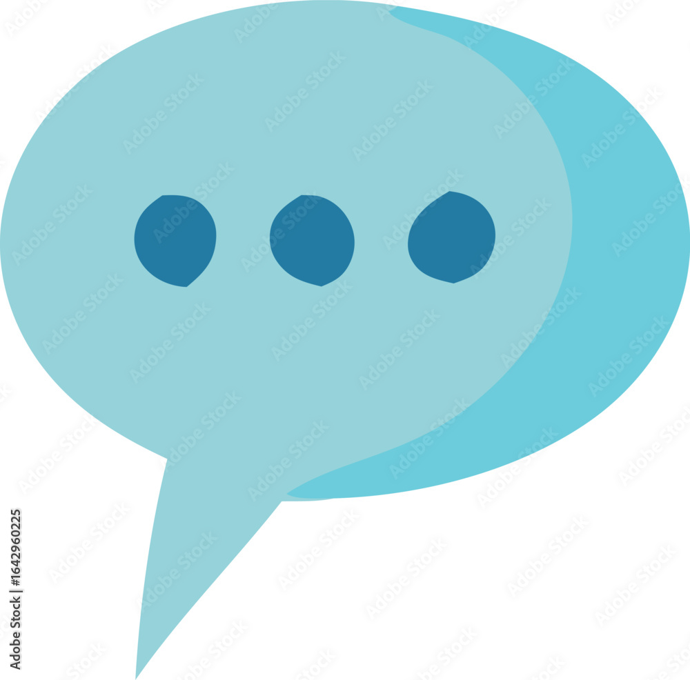 Poster a simple light blue speech bubble icon with three dark blue dots inside representing conversation or