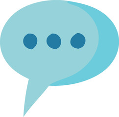 Fototapeta premium A simple light blue speech bubble icon with three dark blue dots inside representing conversation or ongoing communication