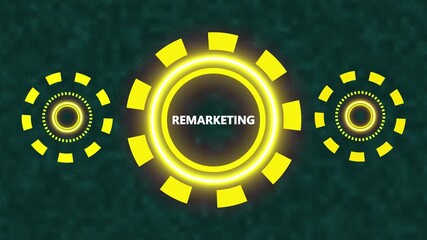 Glowing neon line circle animation. The concept of business, technology, the Internet and the network. virtual screen of the future and sees the inscription: Remarketing. - Powered by Adobe