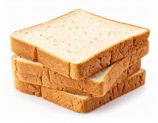 Fresh slices of white bread on white background