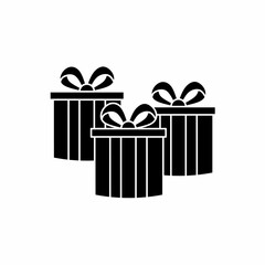 Black gift box. Gift box icon symbol. Gift box vector, isolated on white background. Vector icon.