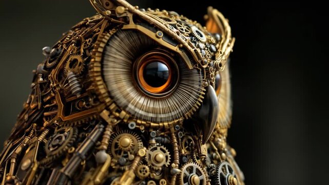 Steampunk Owl Guardian Mechanical Wisdom Technological Bird Art