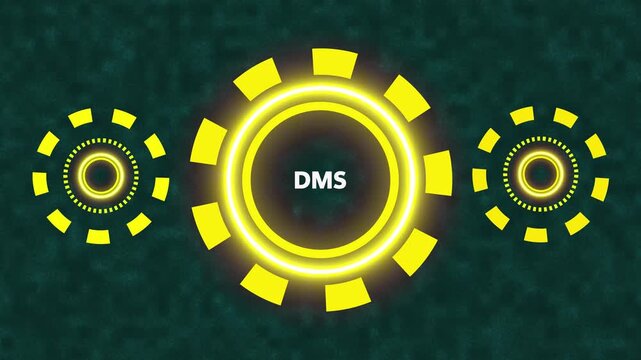 Glowing neon line circle animation. Document management DMS System Digital rights management. Business, Technology, Internet and network concept.