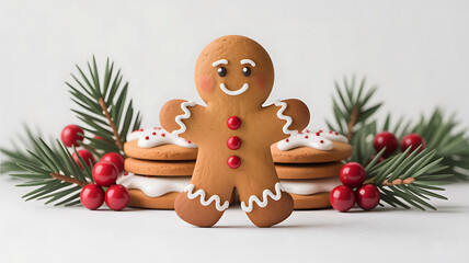  Festive Gingerbread Man Cookie with Christmas Decorations
