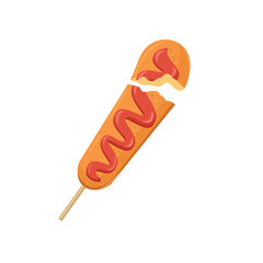 Corn dog spicy illustration. Korean street food. Korean corn dog. Festival food.