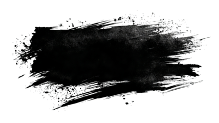 Black ink brush banner isolated PNG sticker — high resolution hand-painted brushstroke with bold textured edges, transparent background cutout style perfect for overlays, modern posters, web design