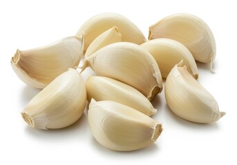 Fresh garlic cloves isolated on white background