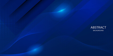 Dark blue abstract vector background using curves and dotted patterns mixed with glowing light, giving a modern and energetic feel. Ideal for digital, technology, posters, banners, backdrops.