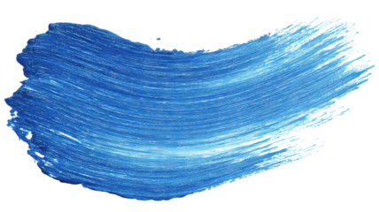 Blue watercolor paint brush strokes isolated on transparent background — high-resolution PNG cutout with realistic pigment texture for clean clipping, overlays, banners, labels and web headers