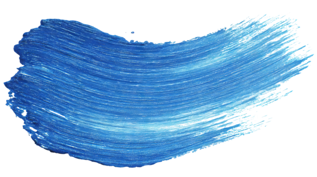 Blue watercolor paint brush strokes isolated on transparent background — high-resolution PNG cutout with realistic pigment texture for clean clipping, overlays, banners, labels and web headers